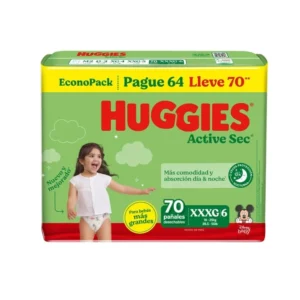 Pañal para Bebé HUGGIES Active Sec Talla XXXG Paquete 70u