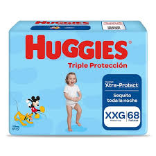 HUGGIES TRIPE PROTECCIÓN CELESTE XXG x 68UN(1-2)