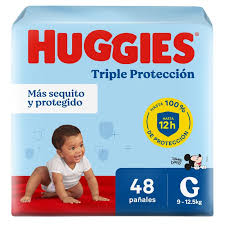 HUGGIES TRIPLE PROTECCIÓN CELESTE G x 48UN(1-2)