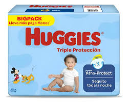 HUGGIES TRIPLE PROTECCIÓN CELESTE G x 80UN(1-2)