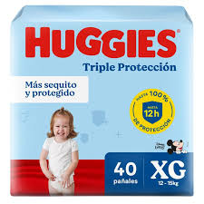 HUGGIES TRIPLE PROTECCIÓN CELESTE XG x 40UN(1-2)